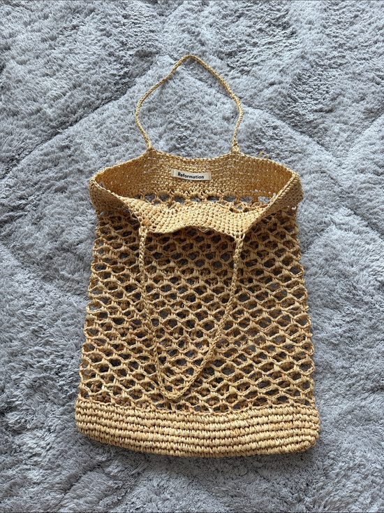 Reformation Handbags - Reformation Crochet Straw Market Tote in Natural